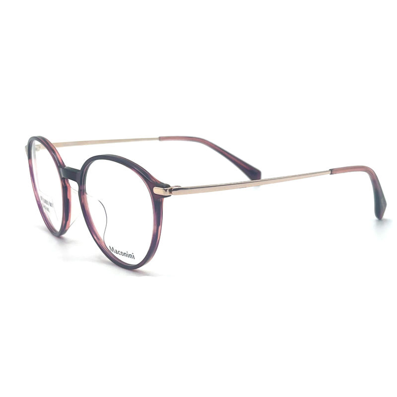 OPT SUN001 Acetate Optical Frame with high elasticity temples trendy Round Style Fashionable Look