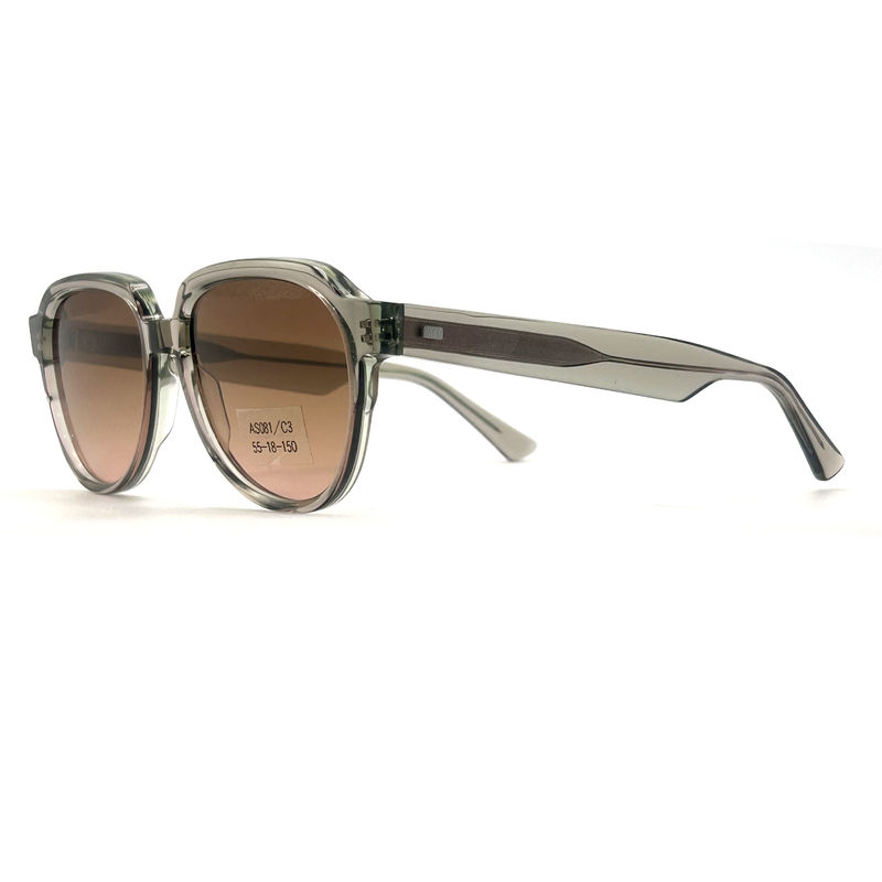 AS081 CR 39 Lens Material Acetate Frame Sunglasses for Pilots and Eye Shape