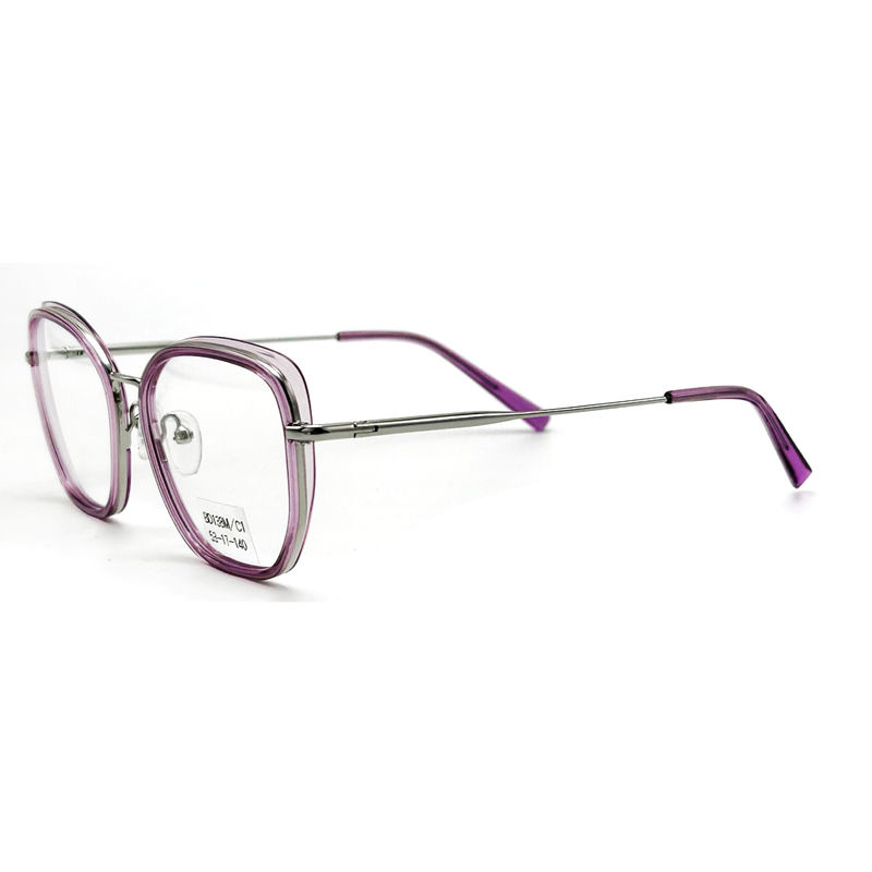 BD138M Customized Square Vintage Style Acetate Metal Glasses For Women