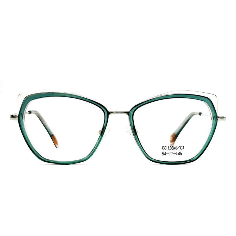 BD136M Customized Vintage Square Glasses Acetate Metal Frames For Women