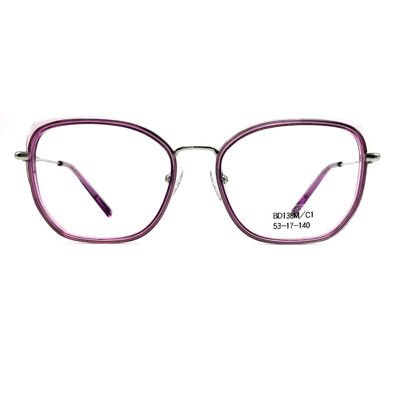BD138M Customized Square Vintage Style Acetate Metal Glasses For Women