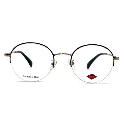 Good price FM3230 Semi Rimless Round Optical Metal Frames In Stainless Steel online
